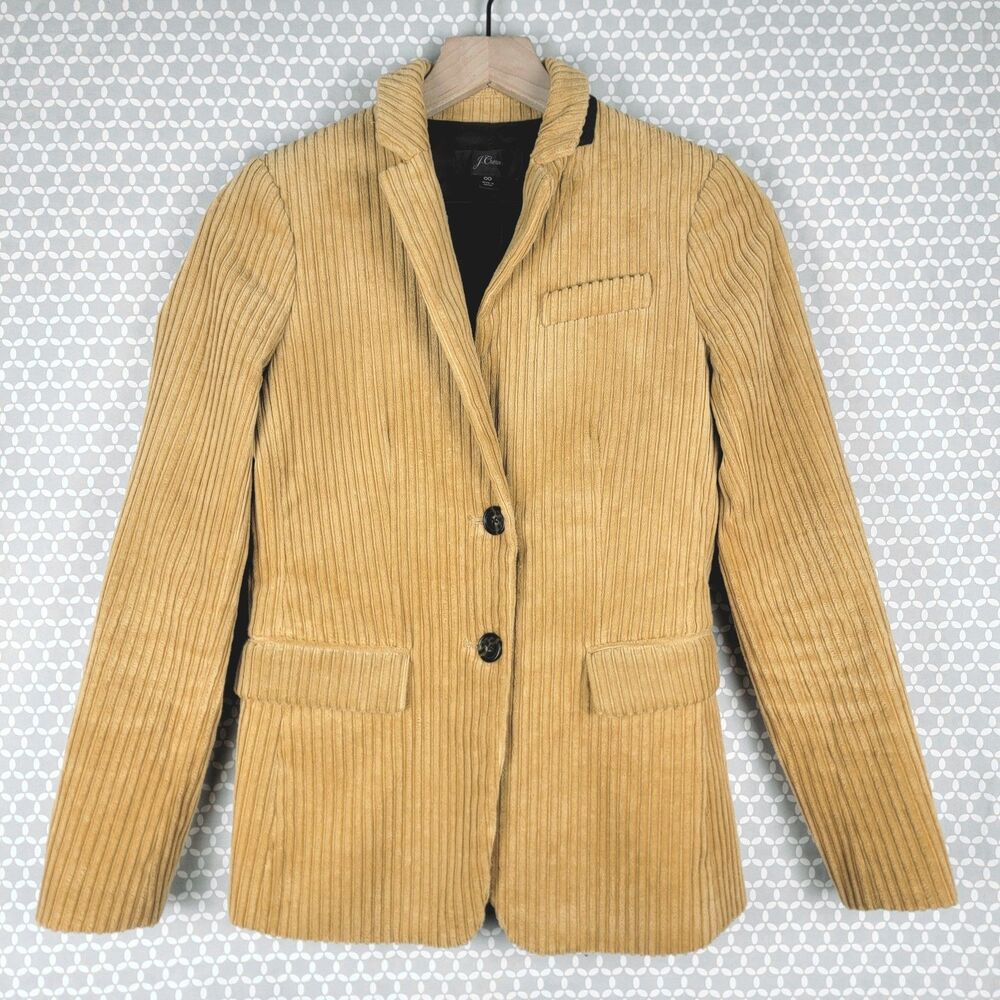 J Crew Wide Wale Corduroy Blazer Jacket in Camel Tan Womens 00 Academia Preppy